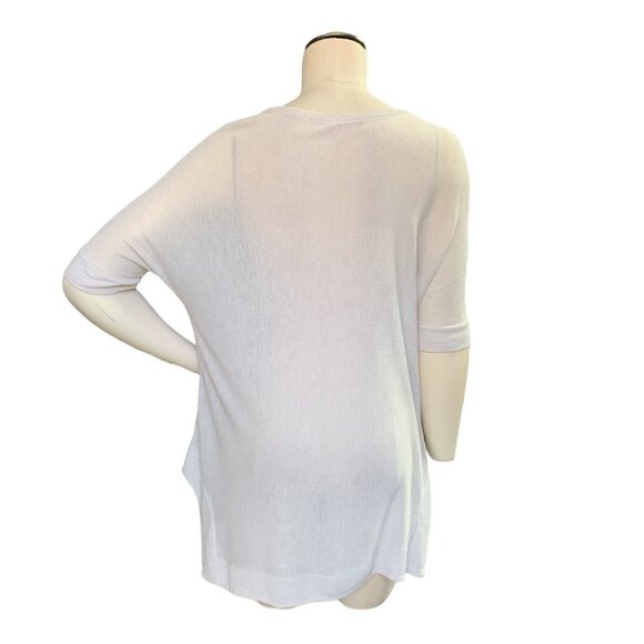 Philosophy Lightweight Knit Tunic Top Asymmetric Hem Pockets Sz S Beige #12B - Picture 3 of 5